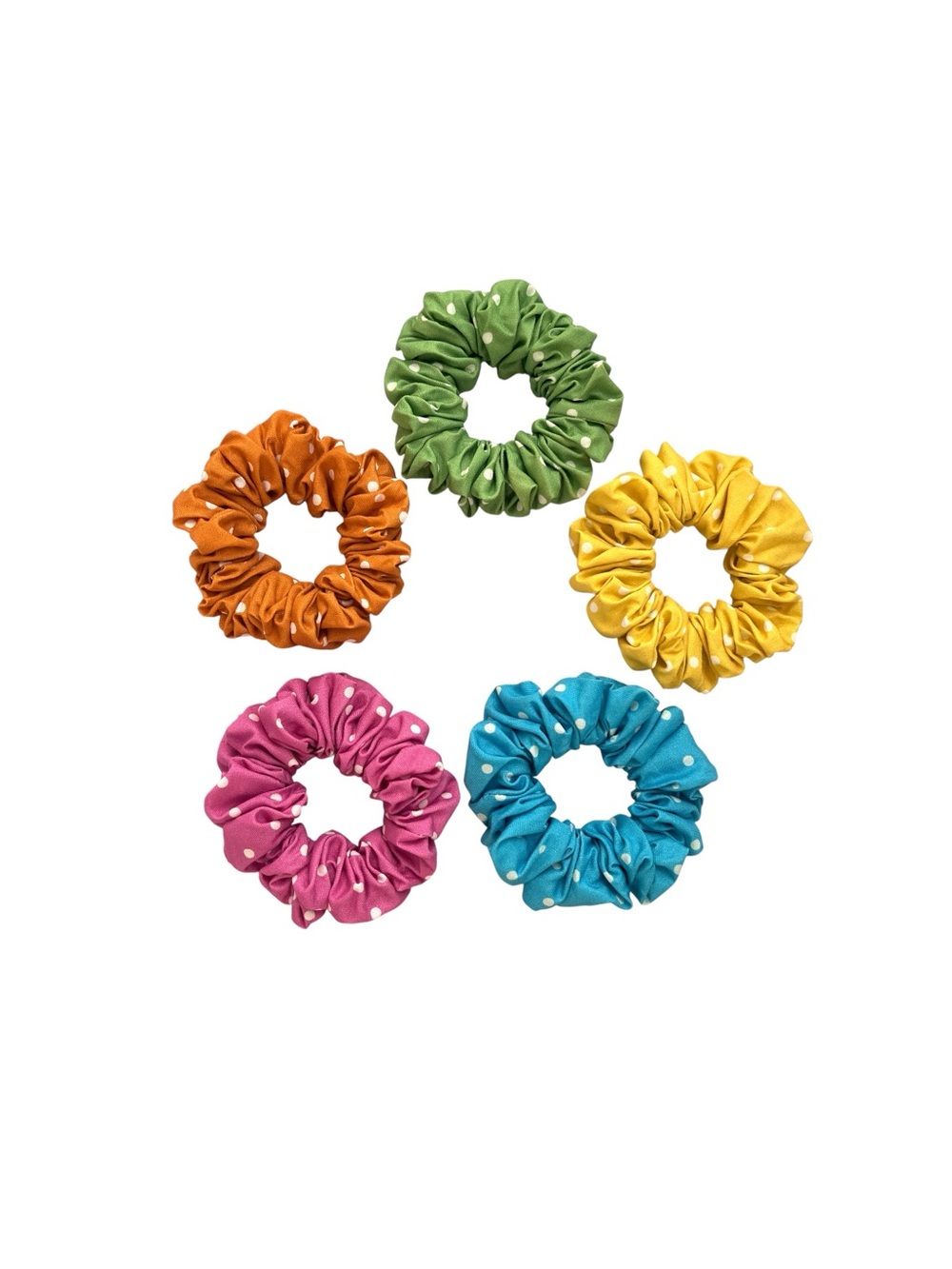 Colorful Polka Dot Hair Scrunchies Set